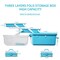 12'' Three-Layer Multipurpose Storage Box Organizer Folding Tool Box/Art & Crafts Case/Sewing Supplies Organizer/Medicine Box/Family First Aid Box with 2 Trays (Blue)